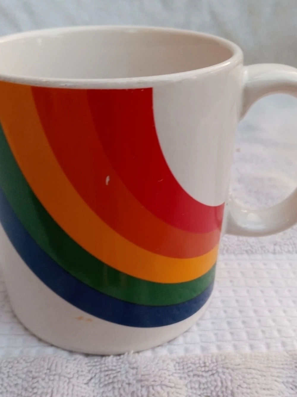 Vtg F.T.D. Rainbow Ceramic Coffee Mug Pride 80's